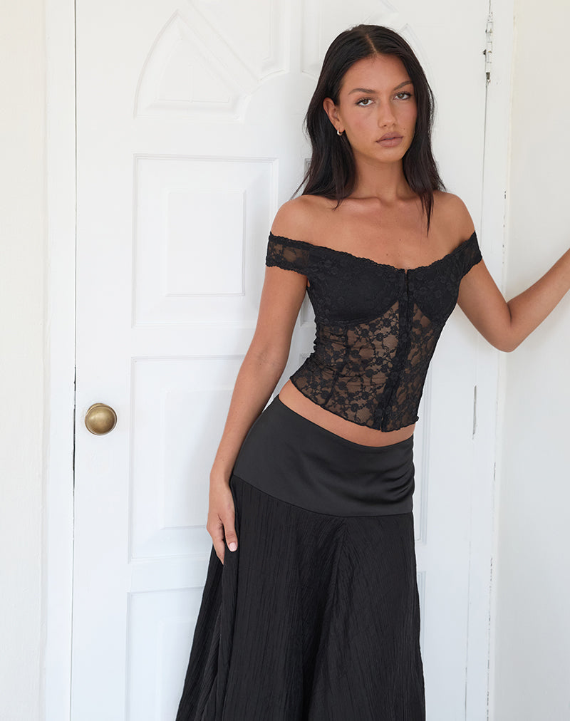 Image de Dovica Corset Top in Black Canina Rose Lace
