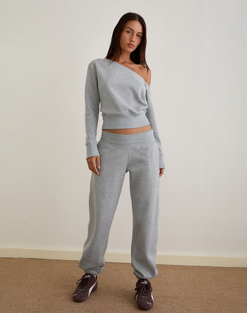 Sweat-shirt asymétrique Doxia en gris marbré
