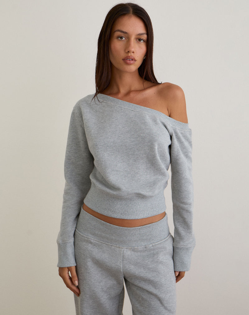 Image de Doxia One Shoulder Sweatshirt in Grey Marl