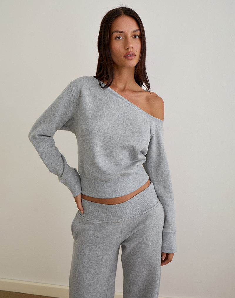 Sweat-shirt asymétrique Doxia en gris marbré