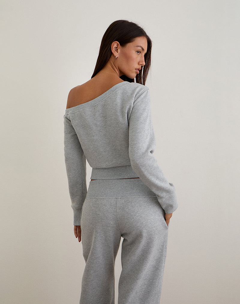 Image de Doxia One Shoulder Sweatshirt in Grey Marl