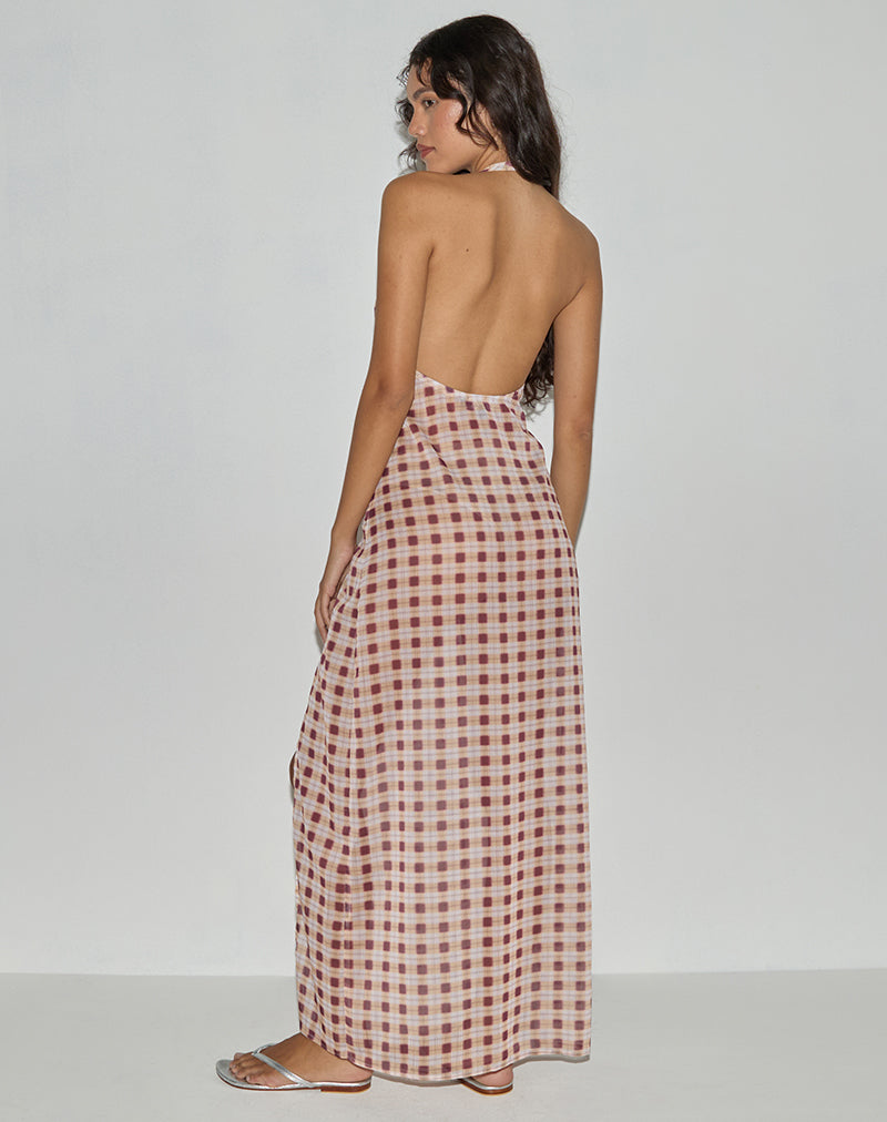 Image de Driti Maxi Dress in Chiffon Blurred Check Peach