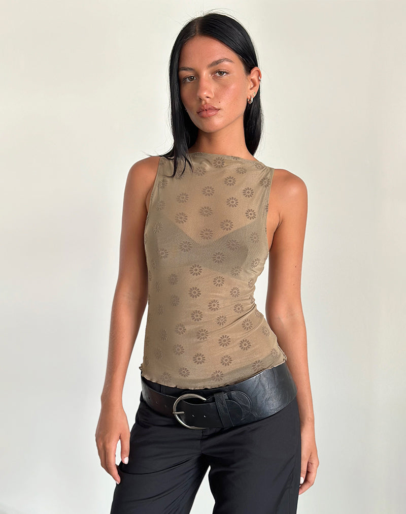 Image de Dudley Vest Top in Daisy Flock Light Brown