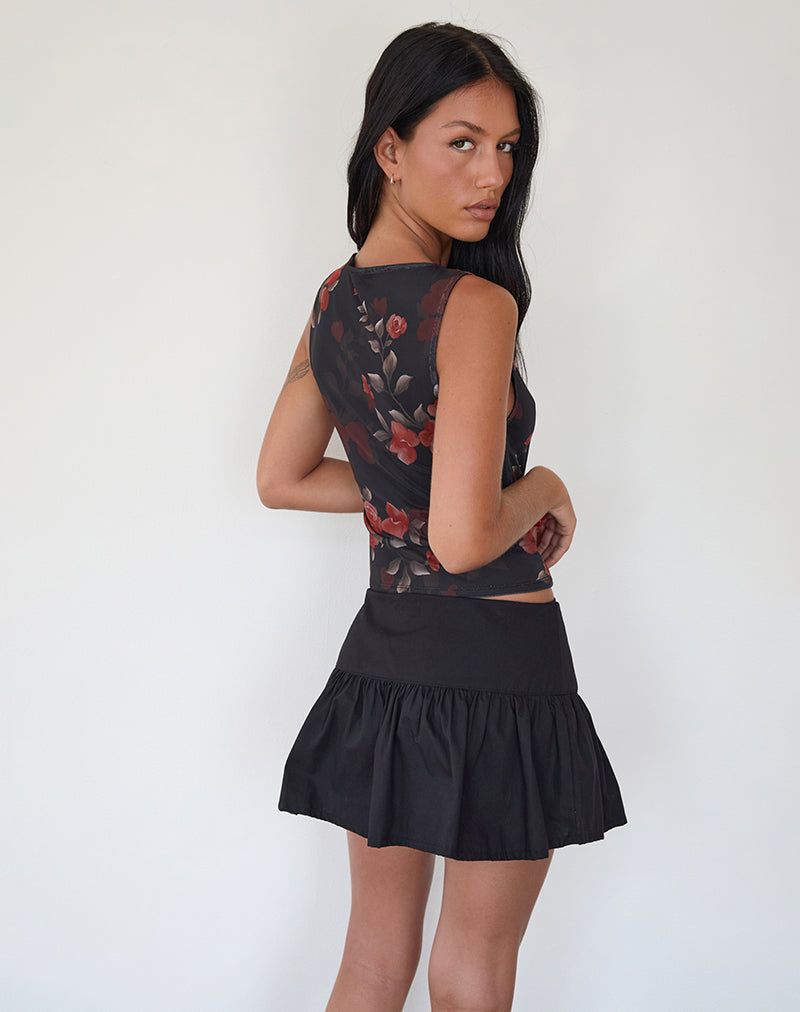 Image de Dudley Vest Top in Watercolour Rose Black