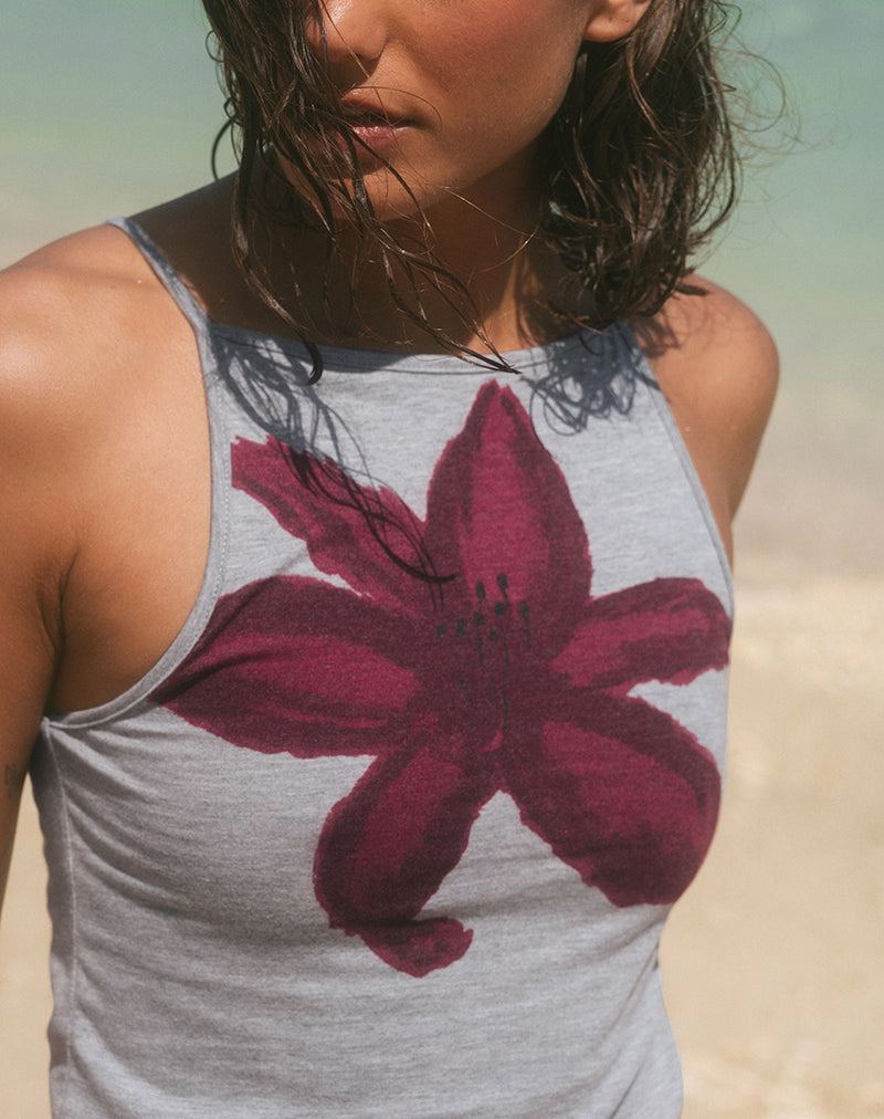 Image de Dudley Vest Top in Grey Marl Painted Flower