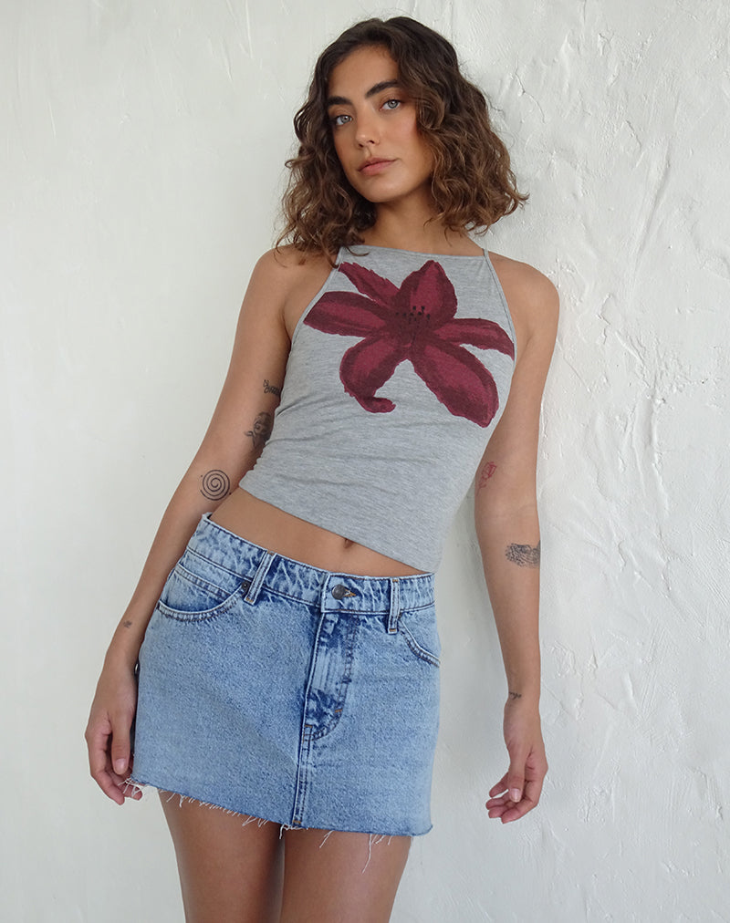 Gilet Dudley en Grey Marl Painted Flower
