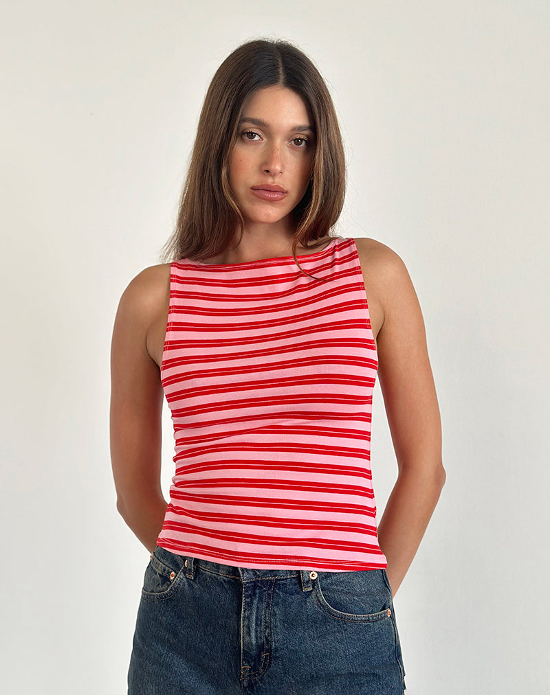 Image de la veste Dudley à rayures roses et rouges