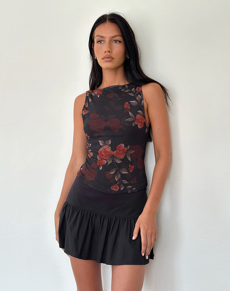 Image de Dudley Vest Top in Watercolour Rose Black