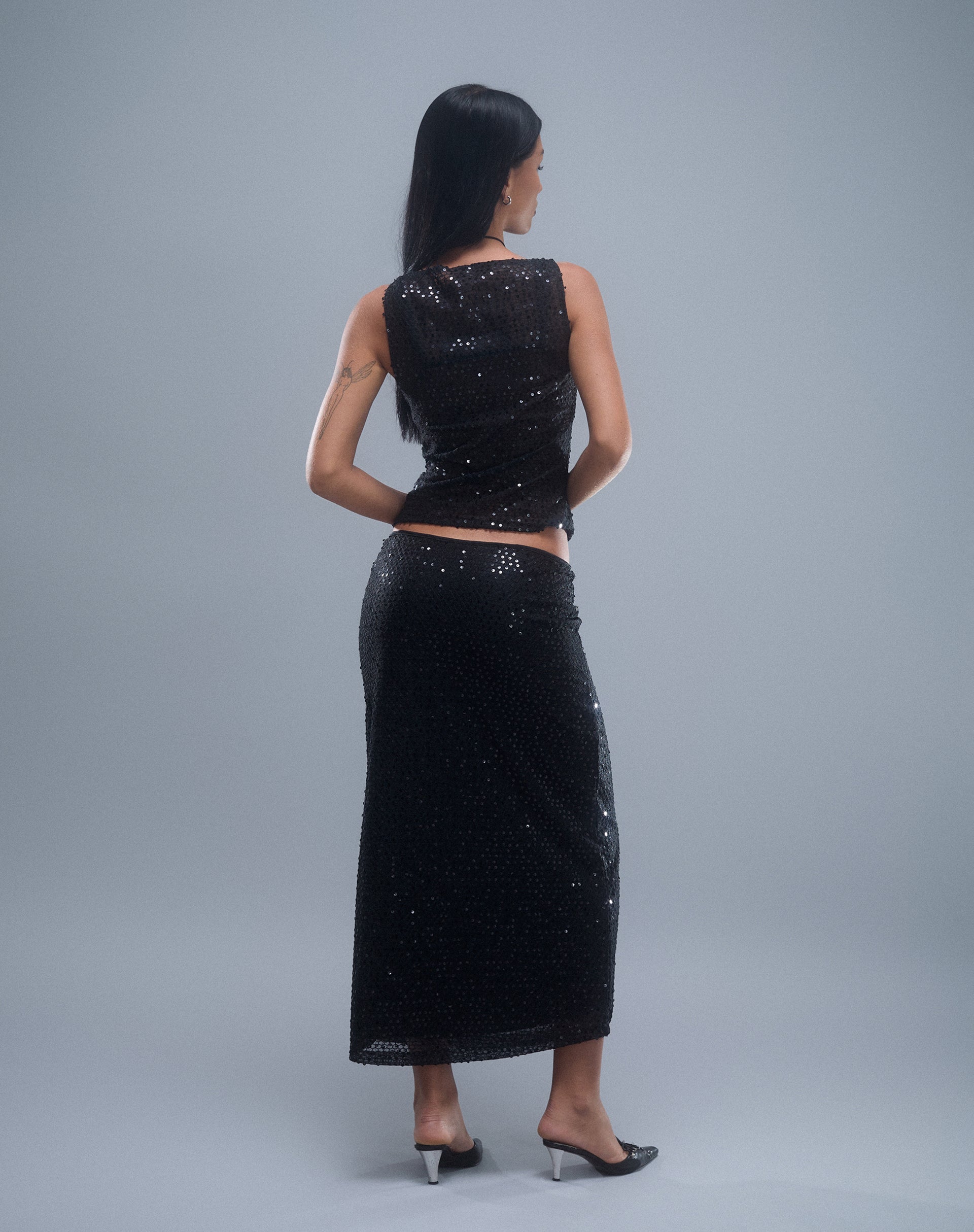 Image de Tresha Maxi Skirt in Sequin Knit Black