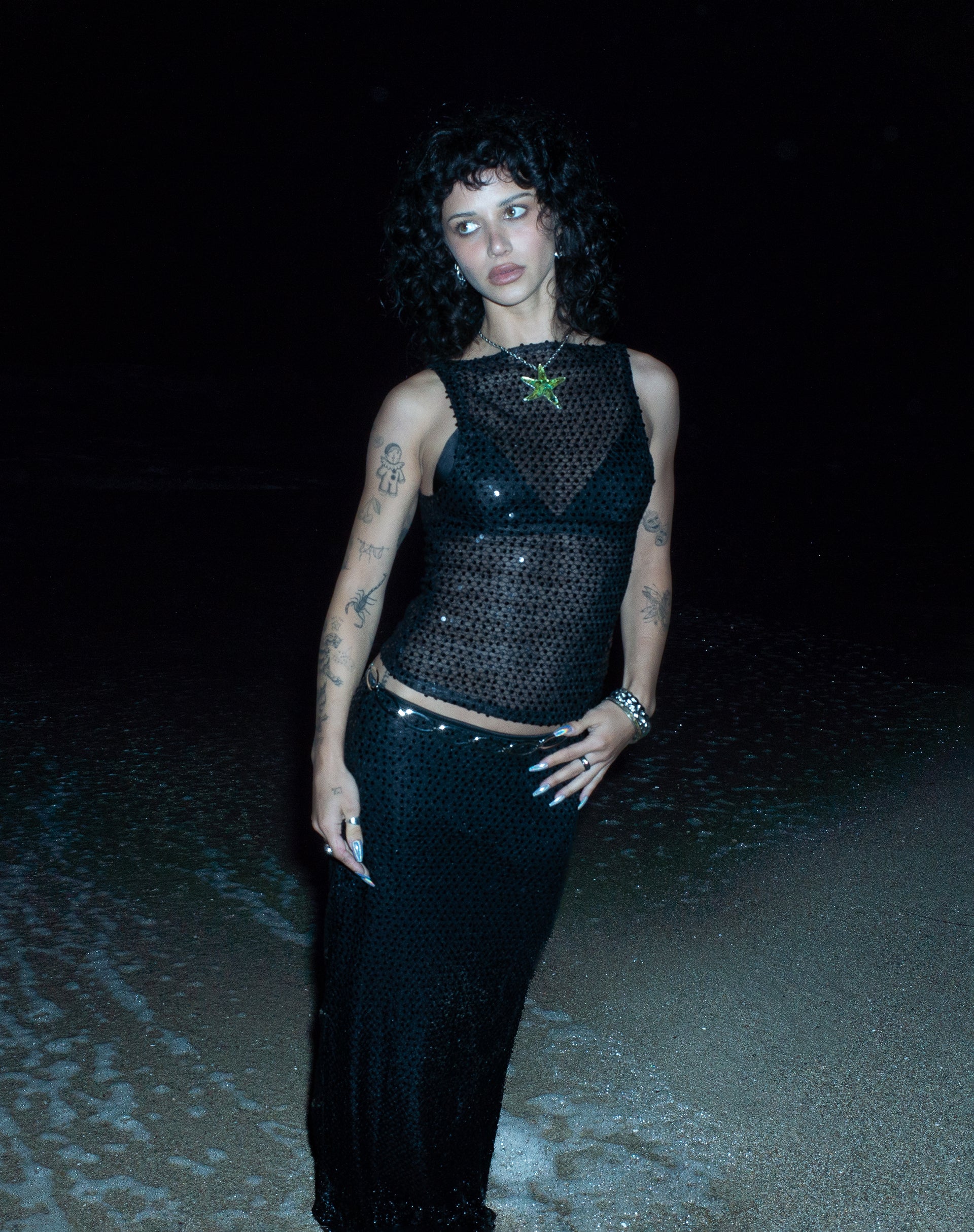 Image de Tresha Maxi Skirt in Sequin Knit Black