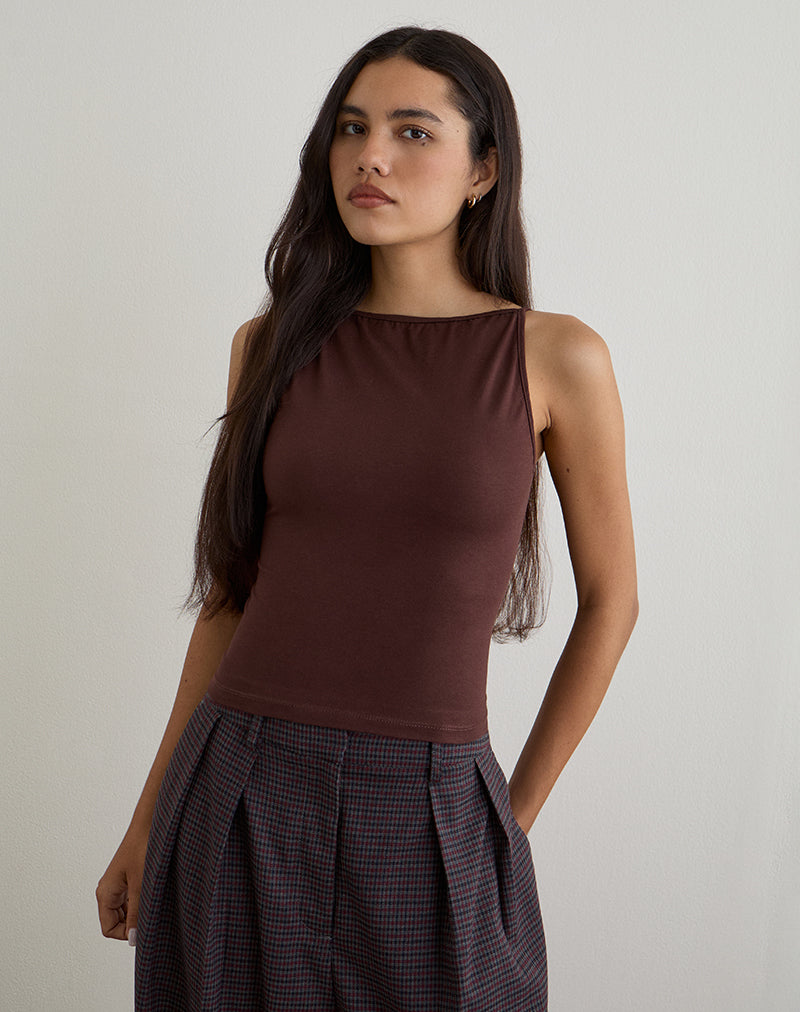 Image de Dudley Vest Top in Jersey Bitter Chocolate
