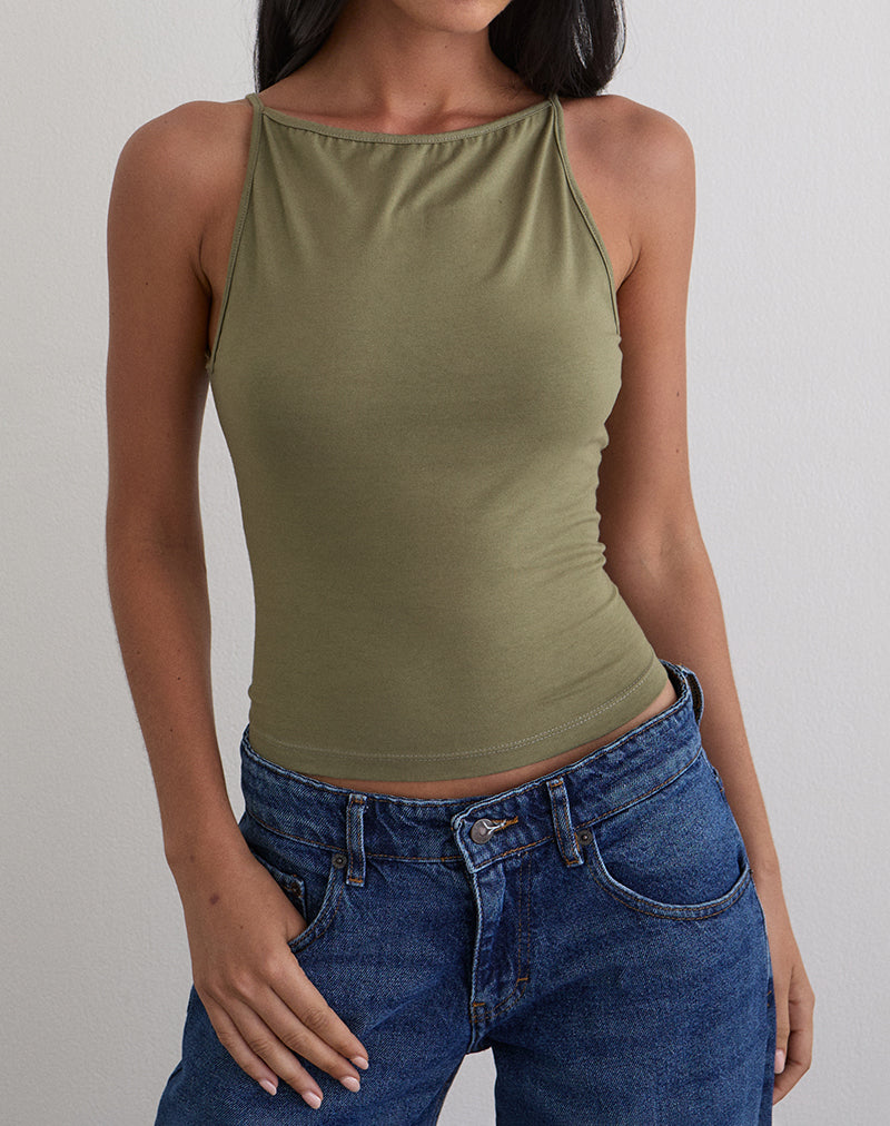 Image de Dudley Vest Top in Jersey Khaki