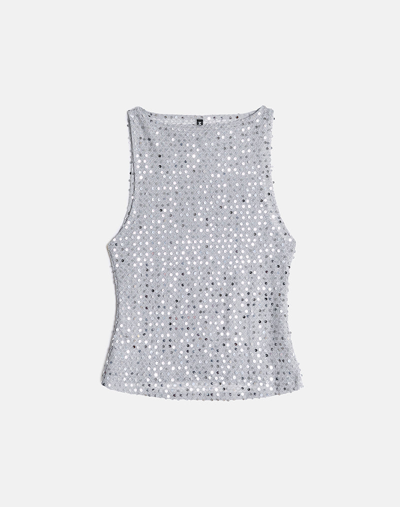 Dudley - Top gilet en maille pailletée - Argent foncé