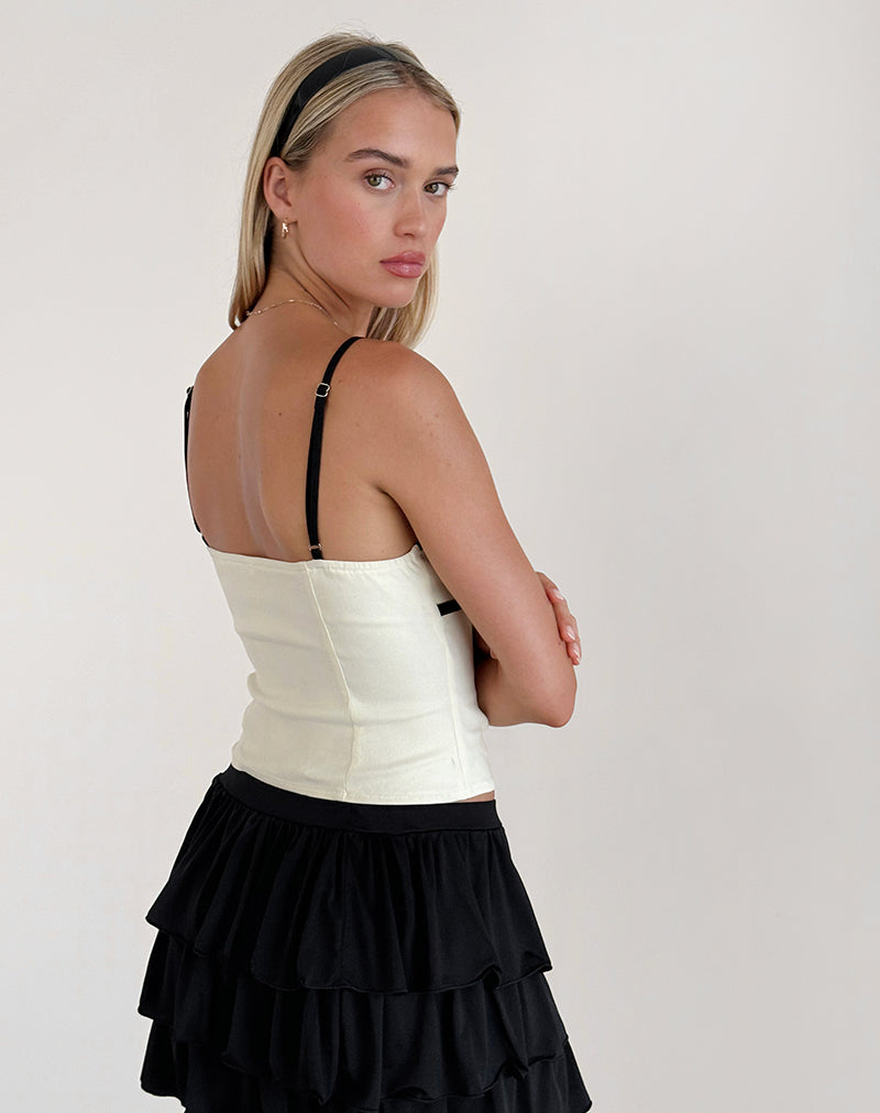 image de Duta Cami Top in Cream with Black Bows