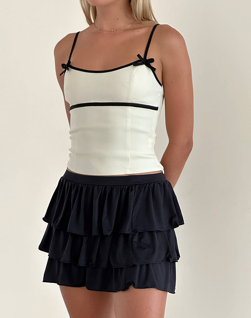 image de Duta Cami Top in Cream with Black Bows