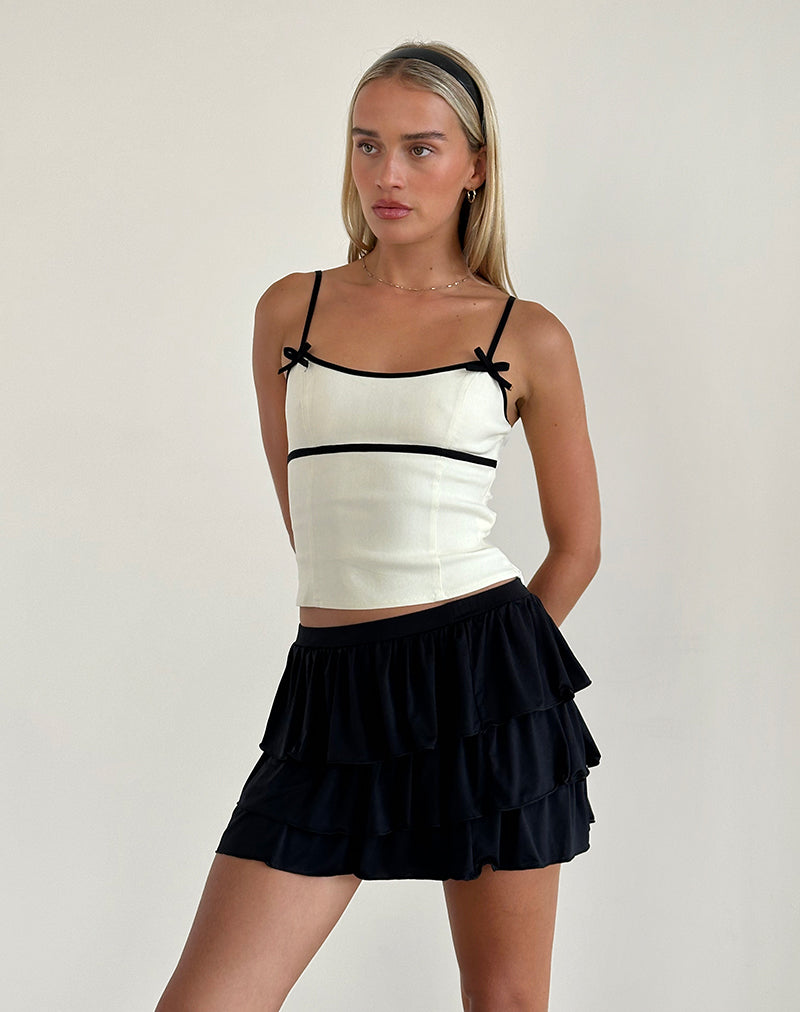 image de Duta Cami Top in Cream with Black Bows