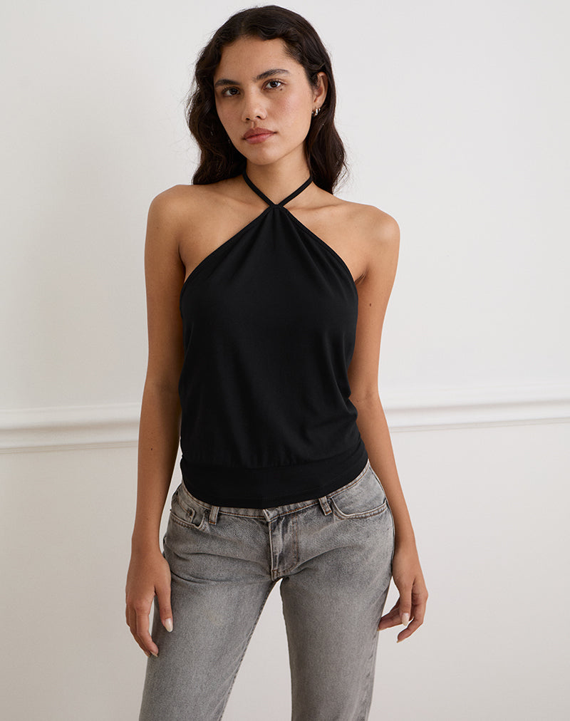 Image de Dyilla Arrow Neck Top en noir