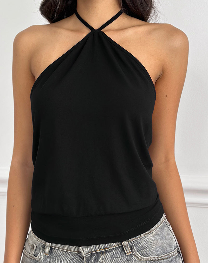 Image de Dyilla Arrow Neck Top en noir