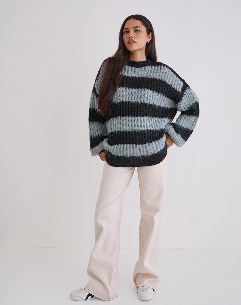 Image du pull Daren à rayures grises et anthracite
