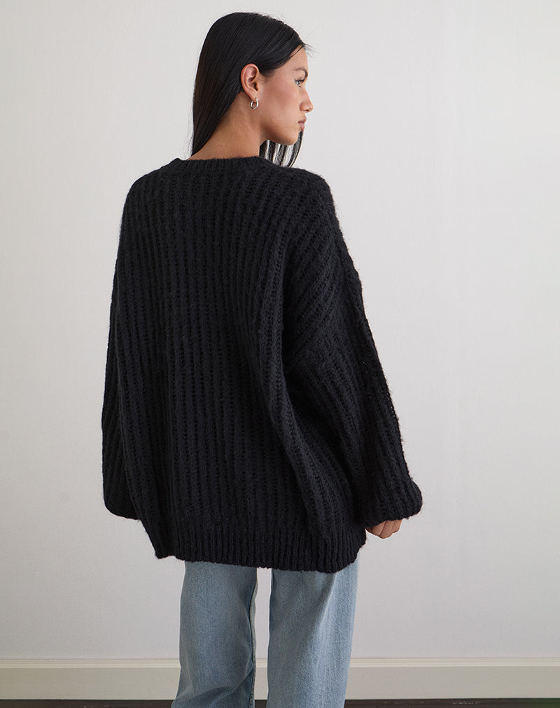 Image de Daren Jumper surdimensionné en tricot, noir