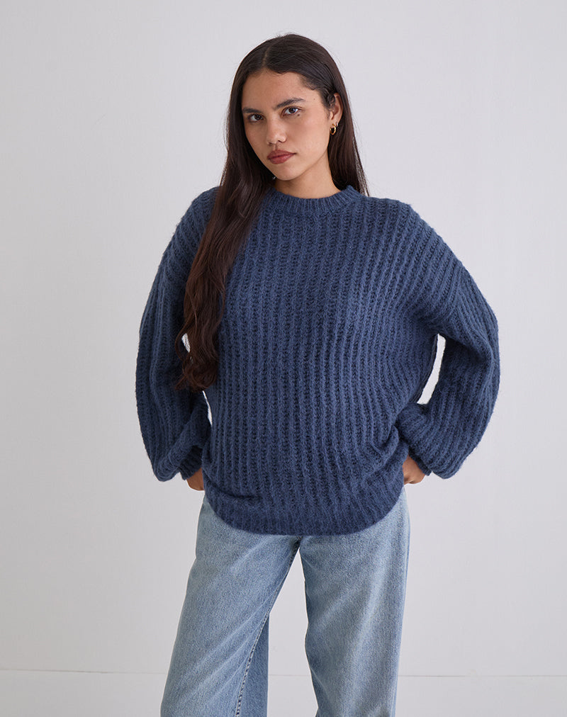 Image de Daren Chandail surdimensionné en tricot, marine