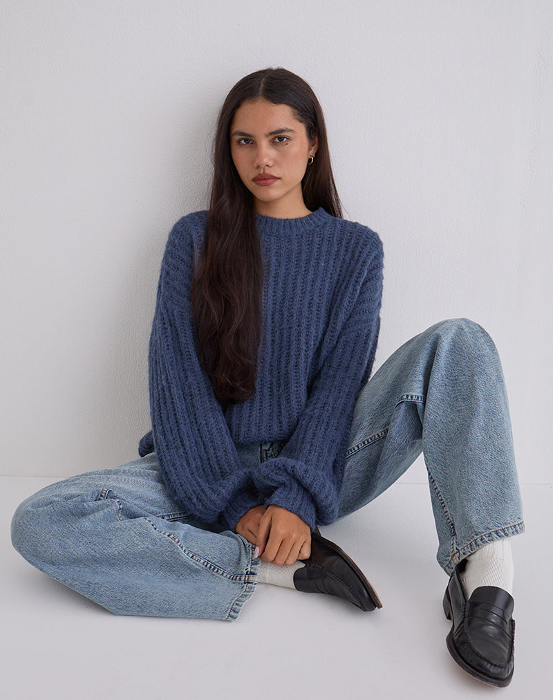 Image de Daren Chandail surdimensionné en tricot, marine