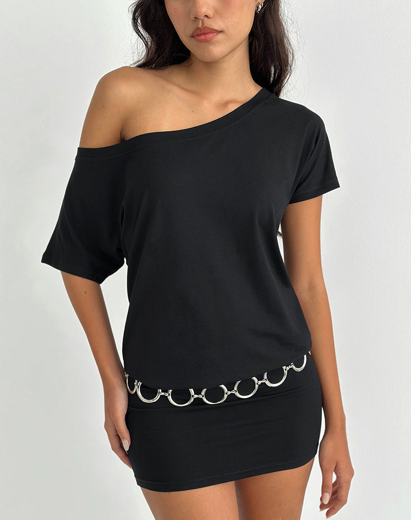 Mini robe à épaules dénudées Edwina en noir