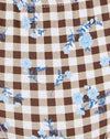 Gingham floral marron
