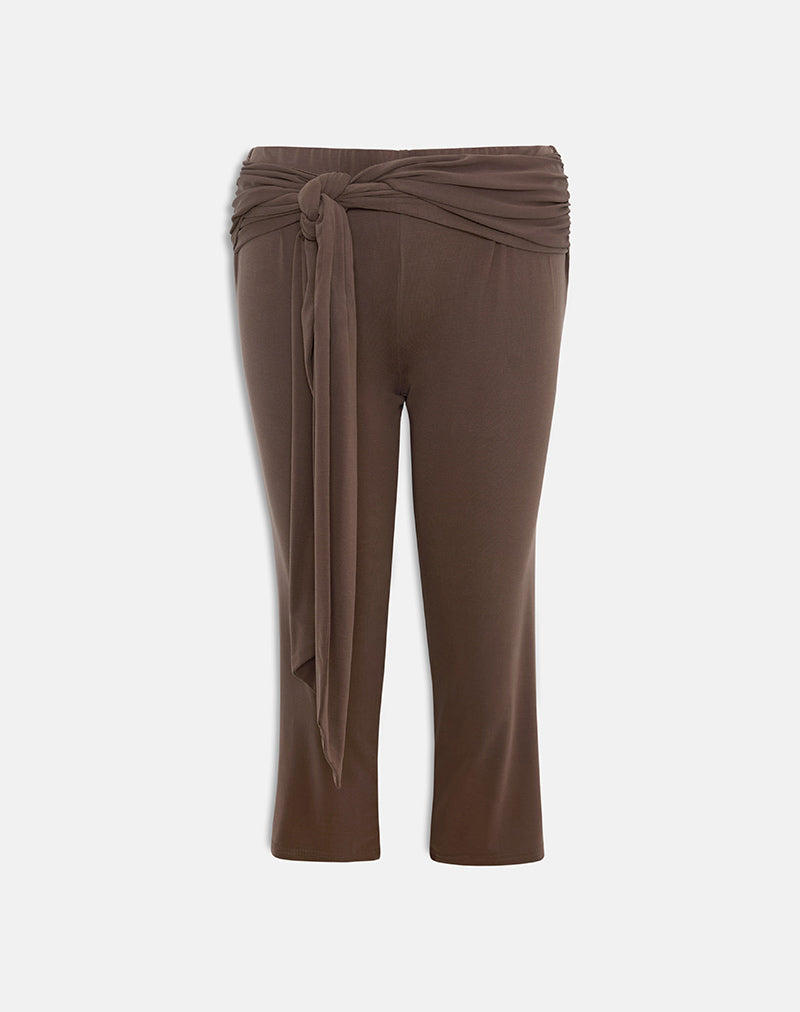 Image of Effy Tie Side Capri in Cupro Bitter Chocolate