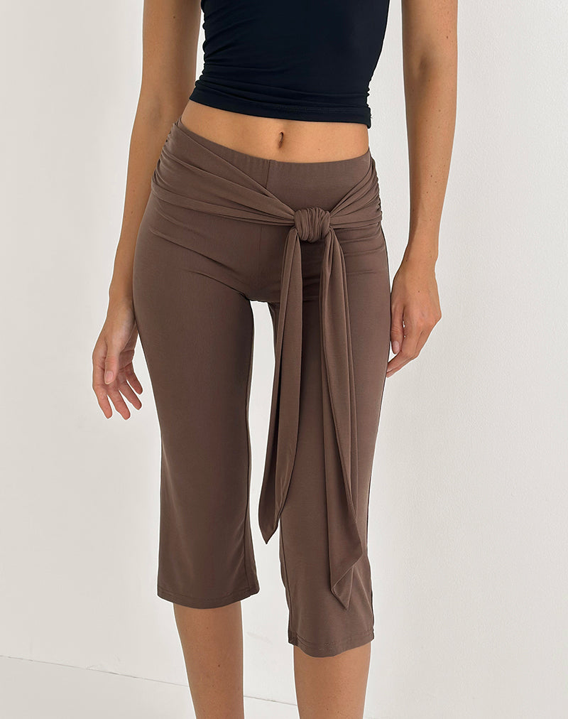 Effy Tie Side Capri in Cupro Bitter Chocolate