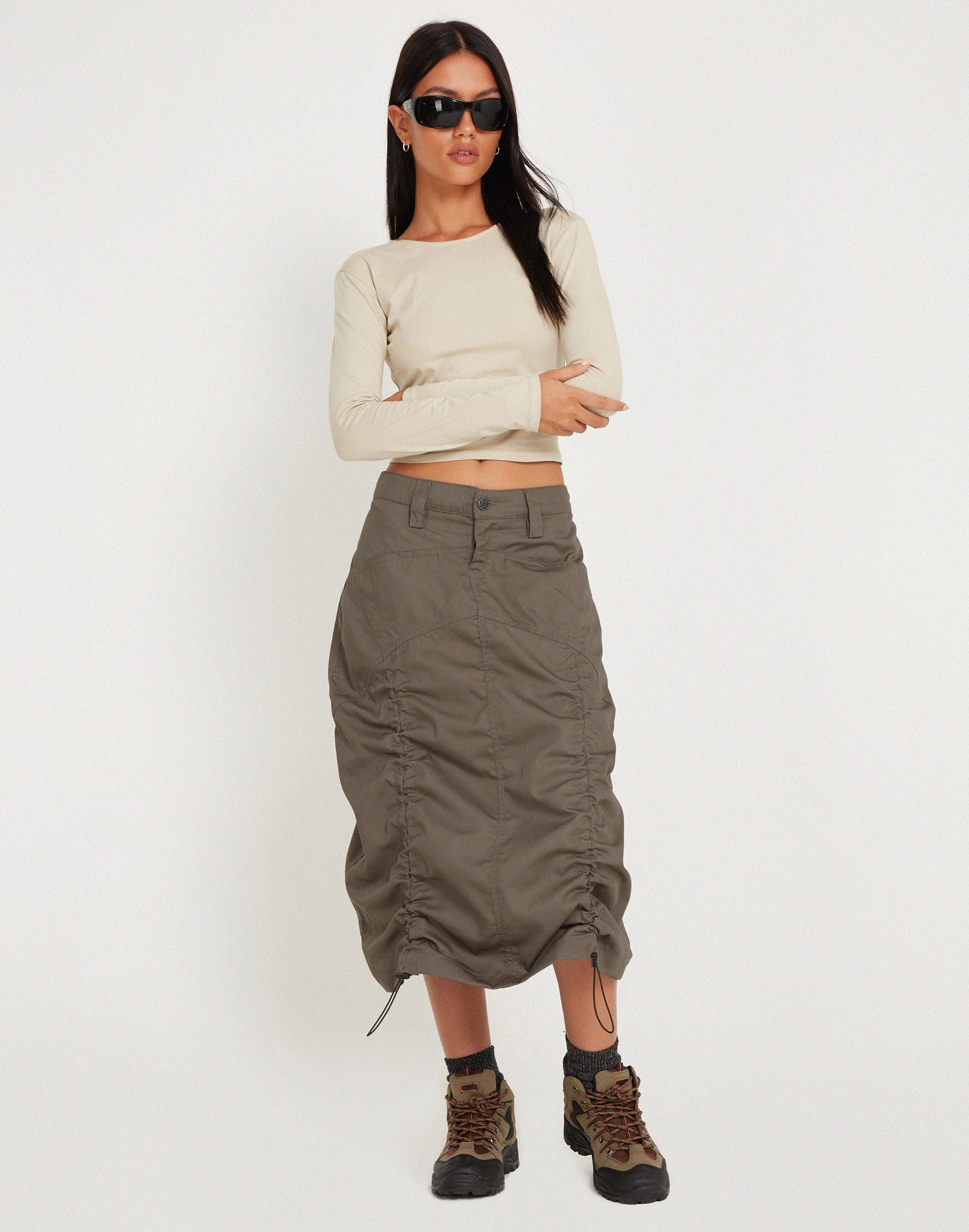 Image de Eisig Cargo Midi Skirt in Fossil