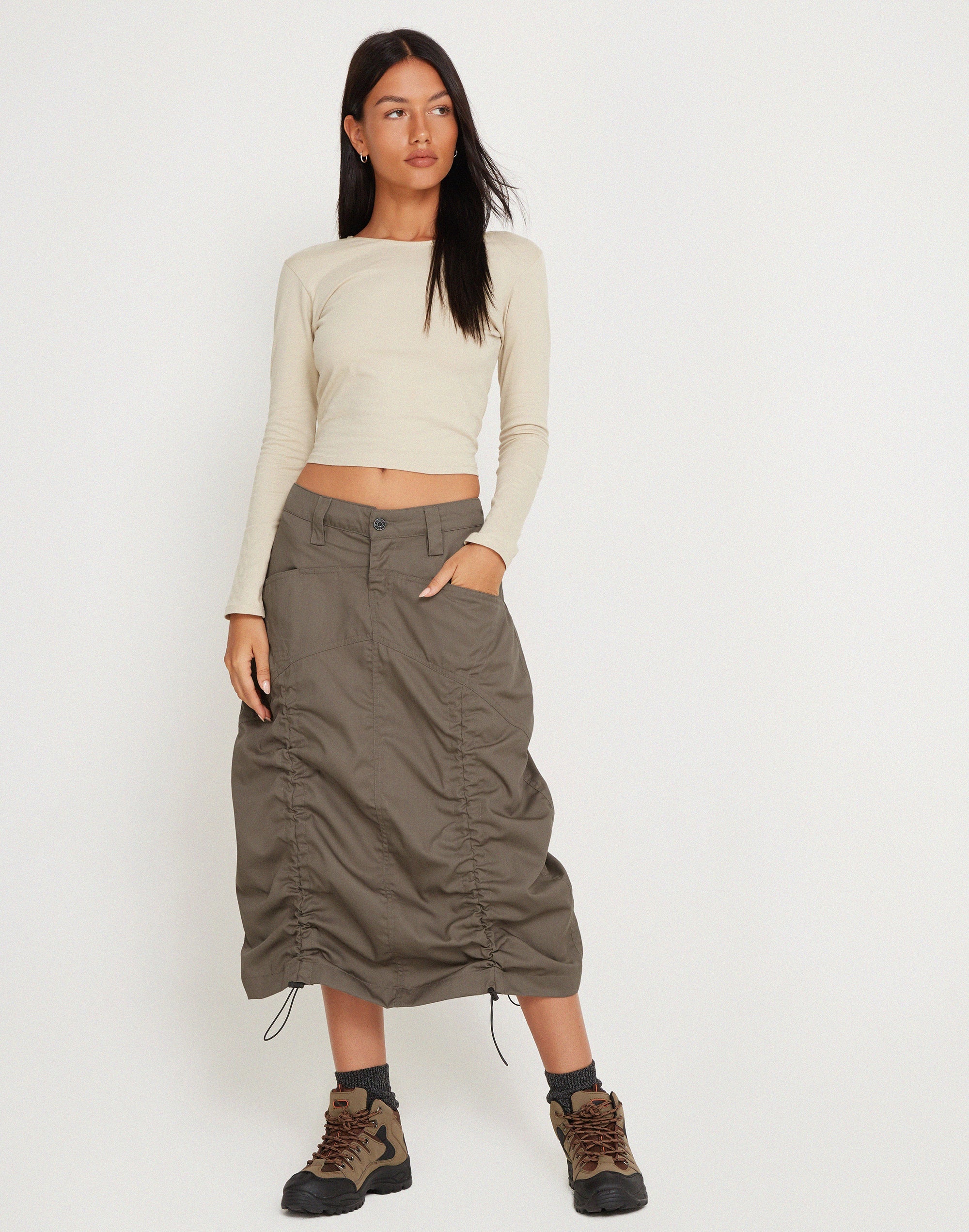 Image de Eisig Cargo Midi Skirt in Fossil