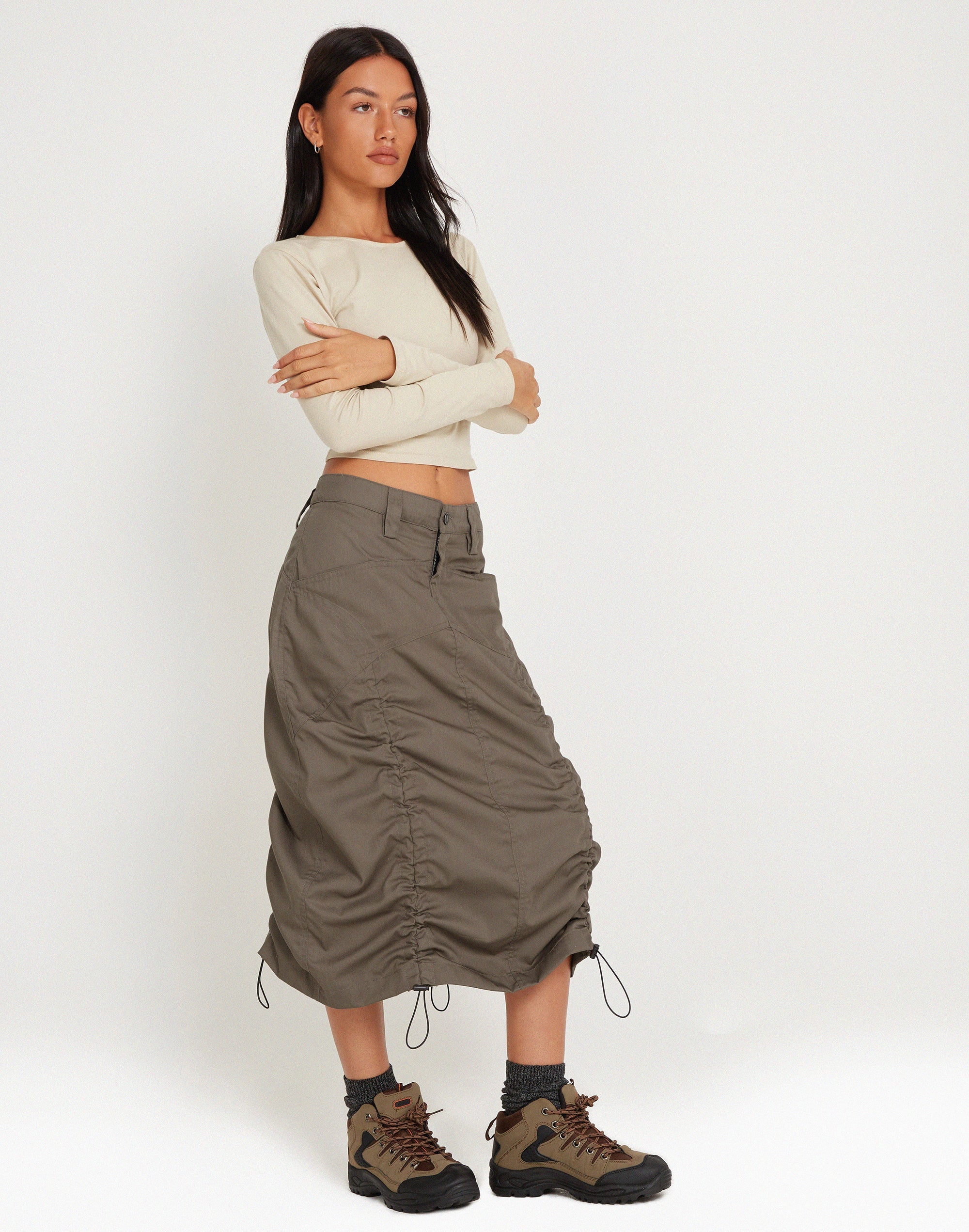 Image de Eisig Cargo Midi Skirt in Fossil