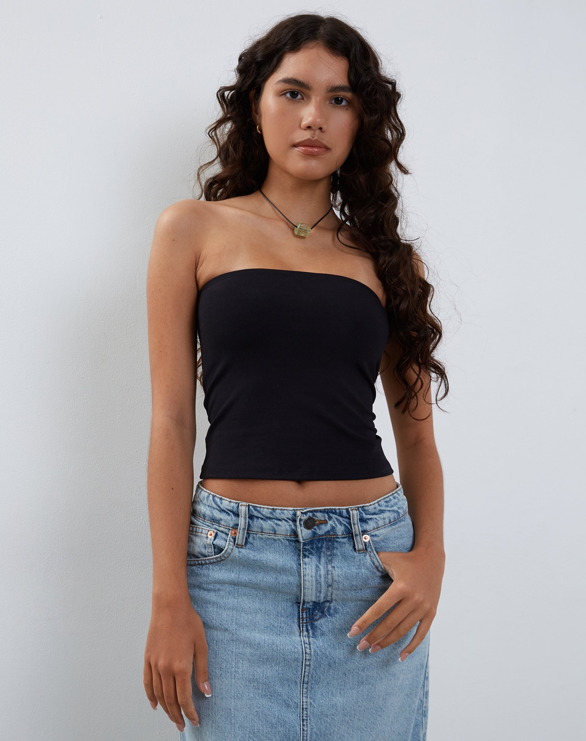 Image de Elia Heavy Lycra Bandeau Top in Lycra Black