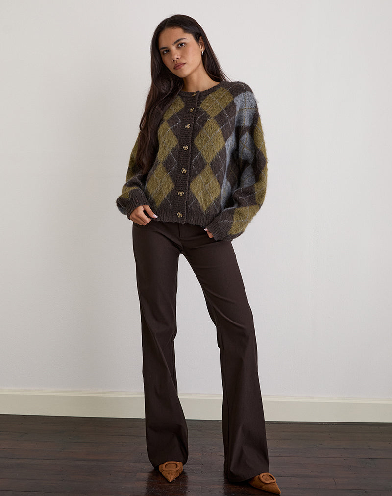 Image de l'Eliana Cardigan en tricot Argyle Brown
