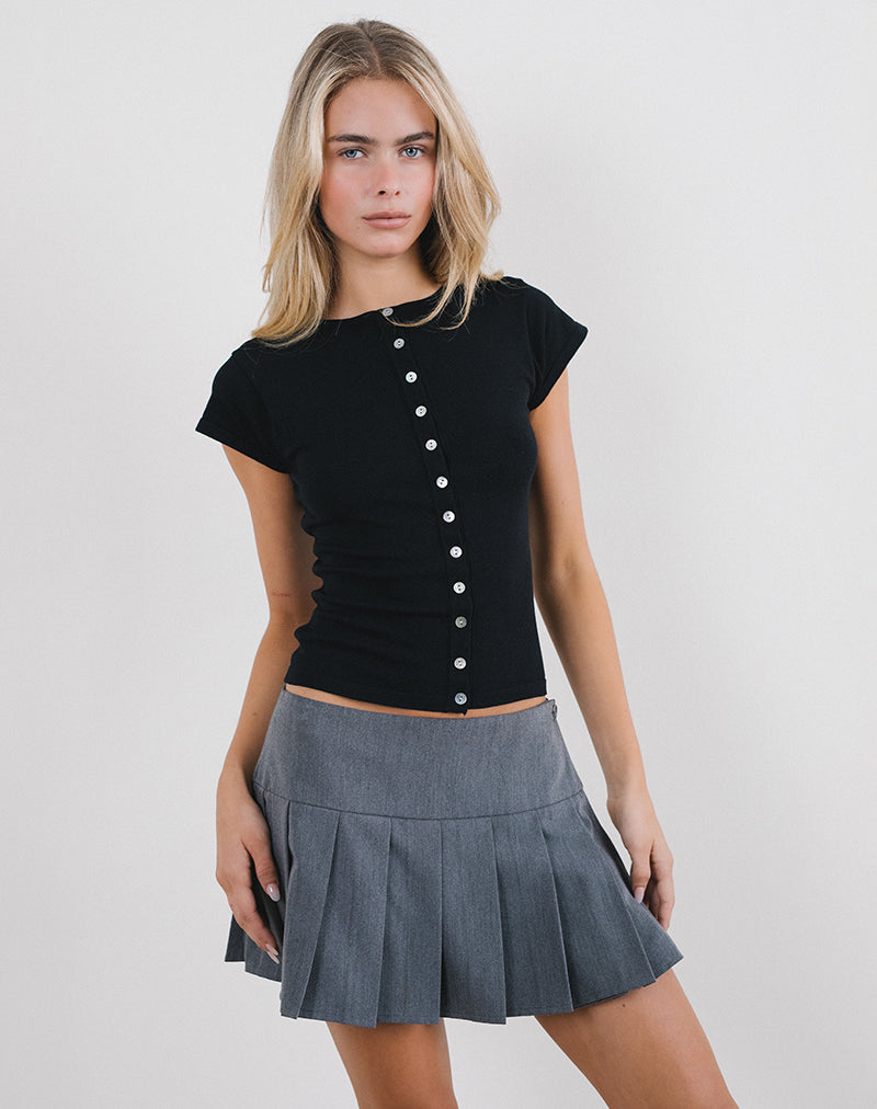 Image de l'Elmira Top en tricot plat Noir
