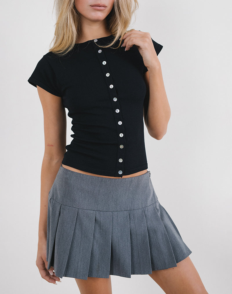 Top Elmira en tricot plat noir
