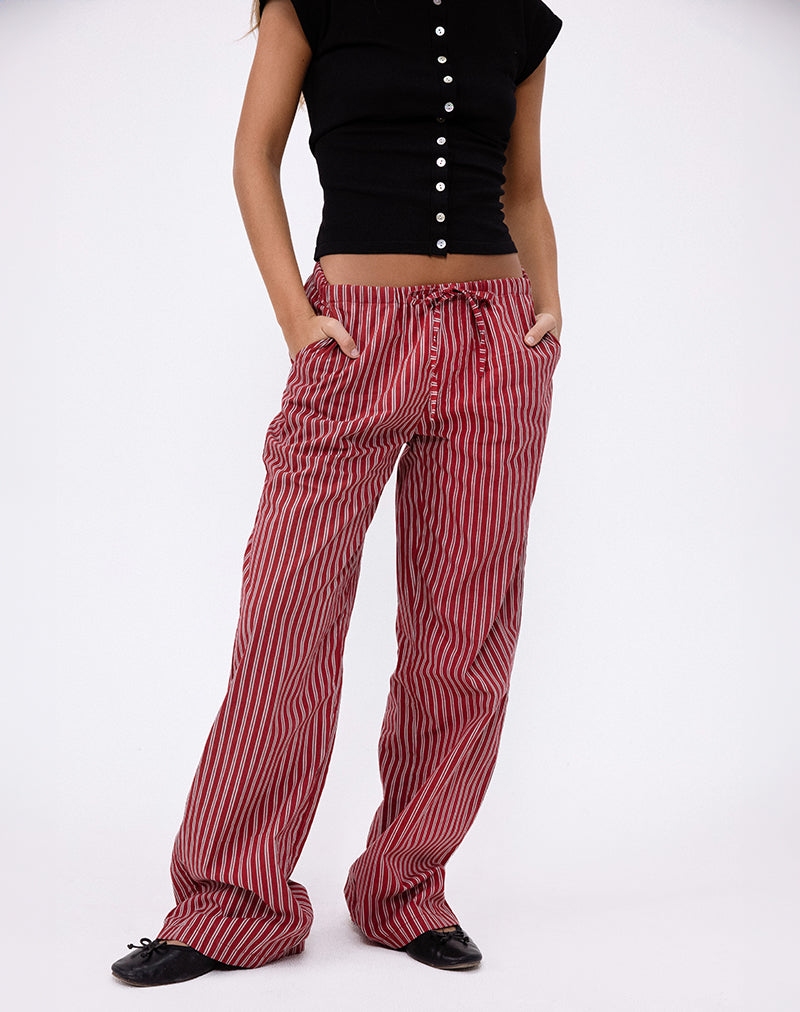 Pantalon décontracté Lirura à rayures marron