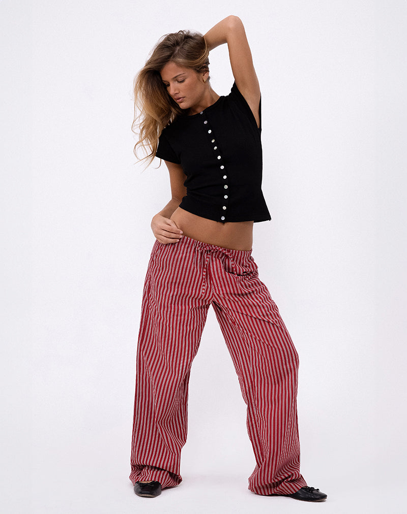 Pantalon décontracté Lirura à rayures marron