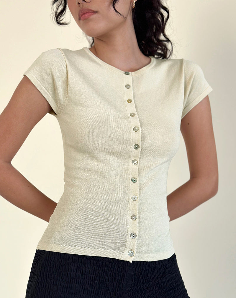 Top Elmira en tricot plat crème