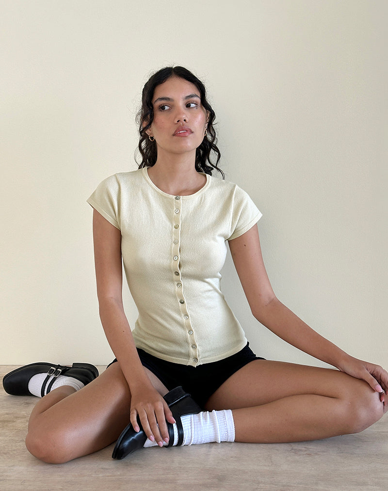 Top Elmira en tricot plat crème