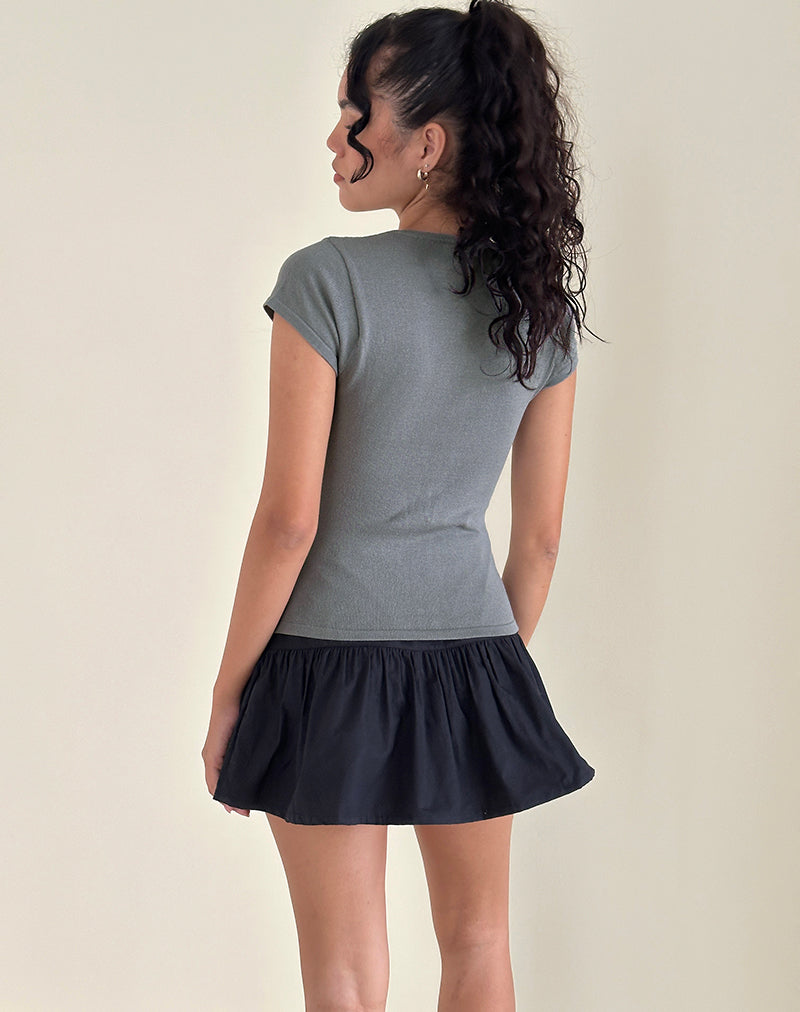 Image de l'Elmira Top en tricot plat Gris
