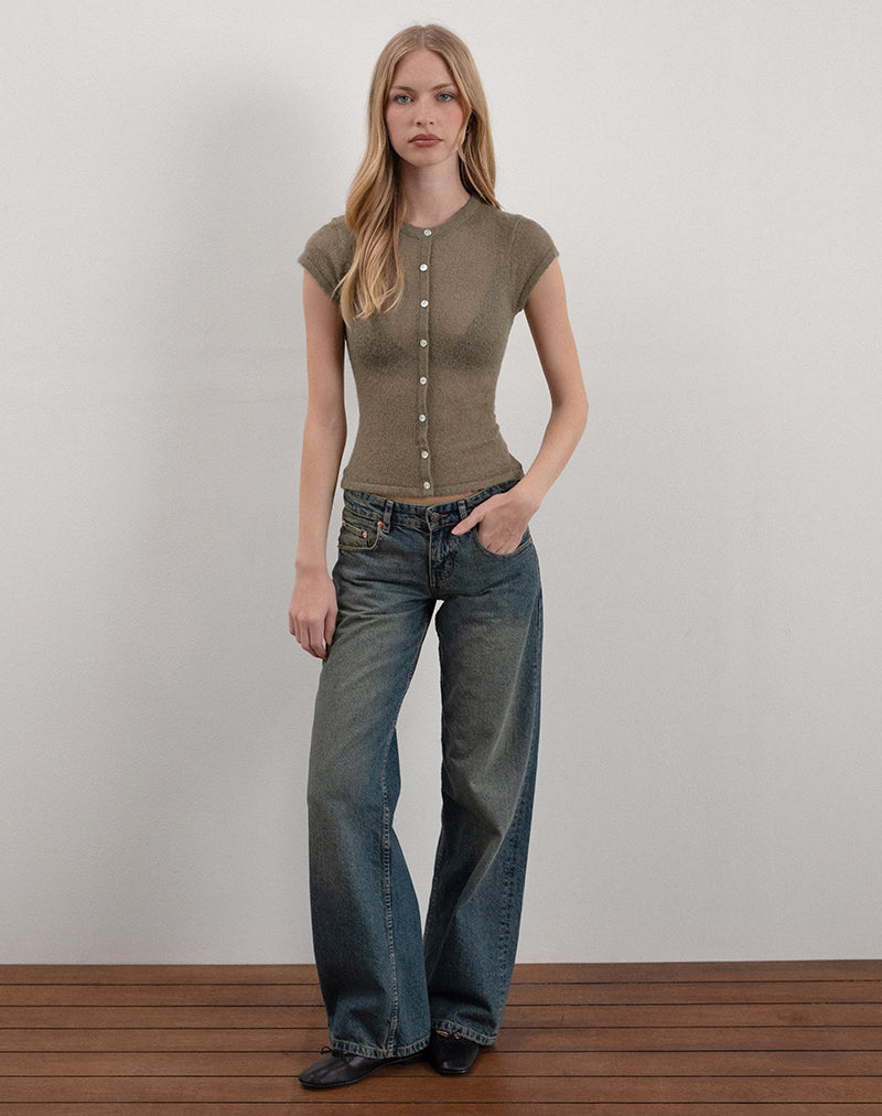 Image de Elmira Top in Sheer Knit Khaki