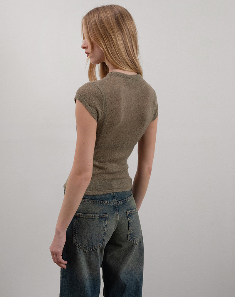 Image de Elmira Top in Sheer Knit Khaki