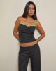 Image de l'Elsa Top in Pinstripe Black with Green