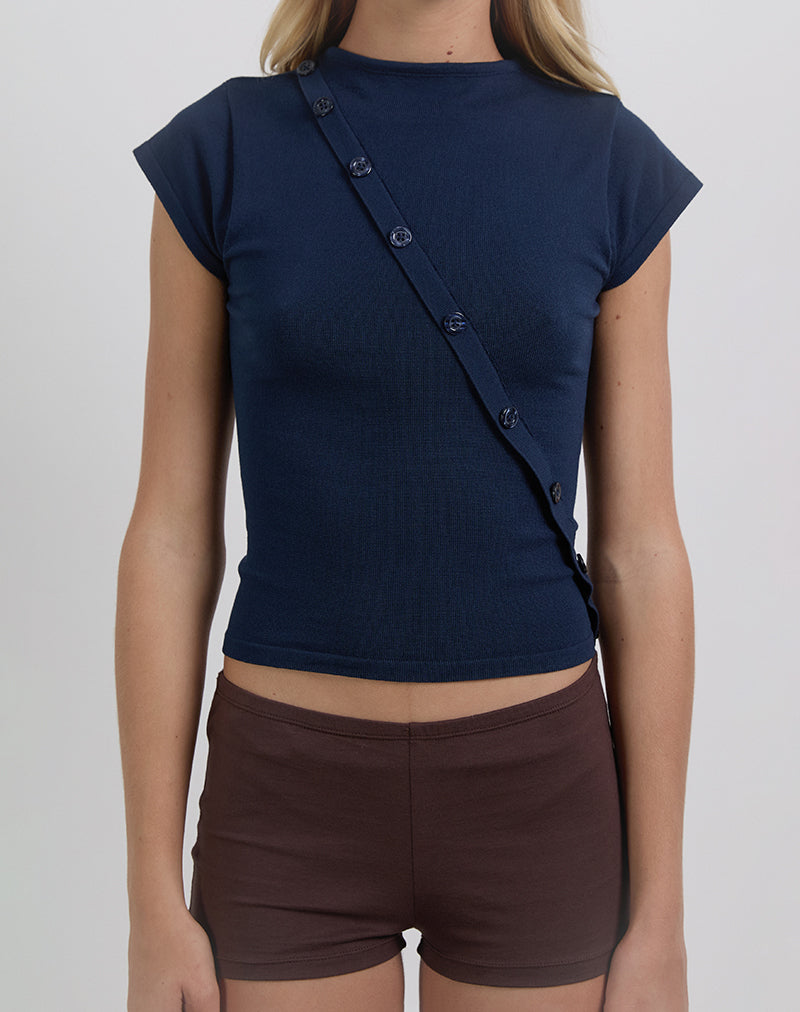 Image de Elyra Top asymétrique en tricot Navy