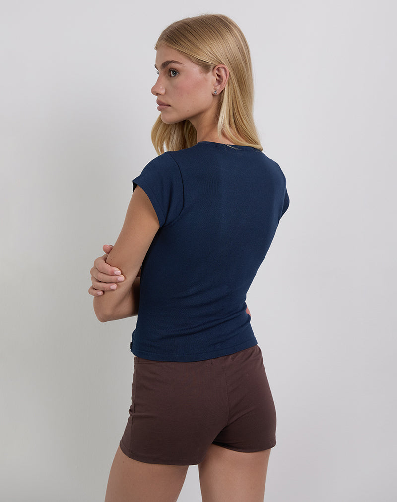 Image de Elyra Top asymétrique en tricot Navy