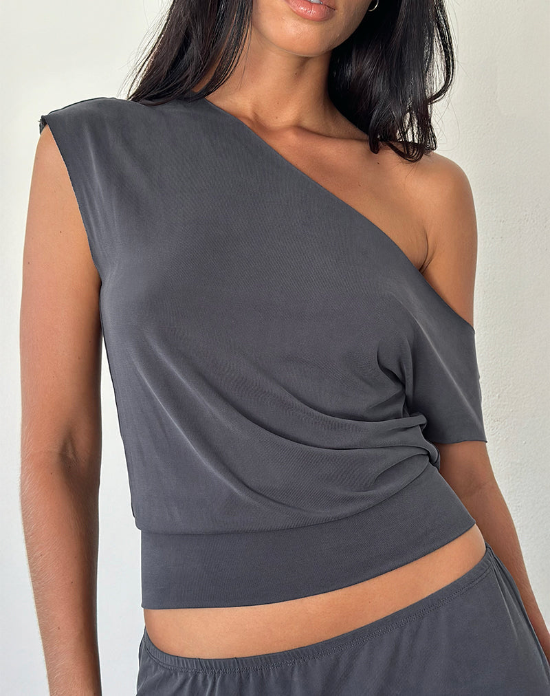 Image de Elysian Asymetric Top in Dark Grey Cupro