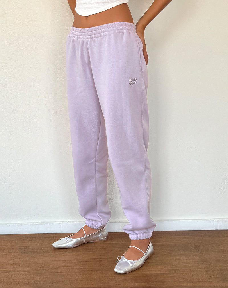Jogger Em en gris violet avec broderie de nœud