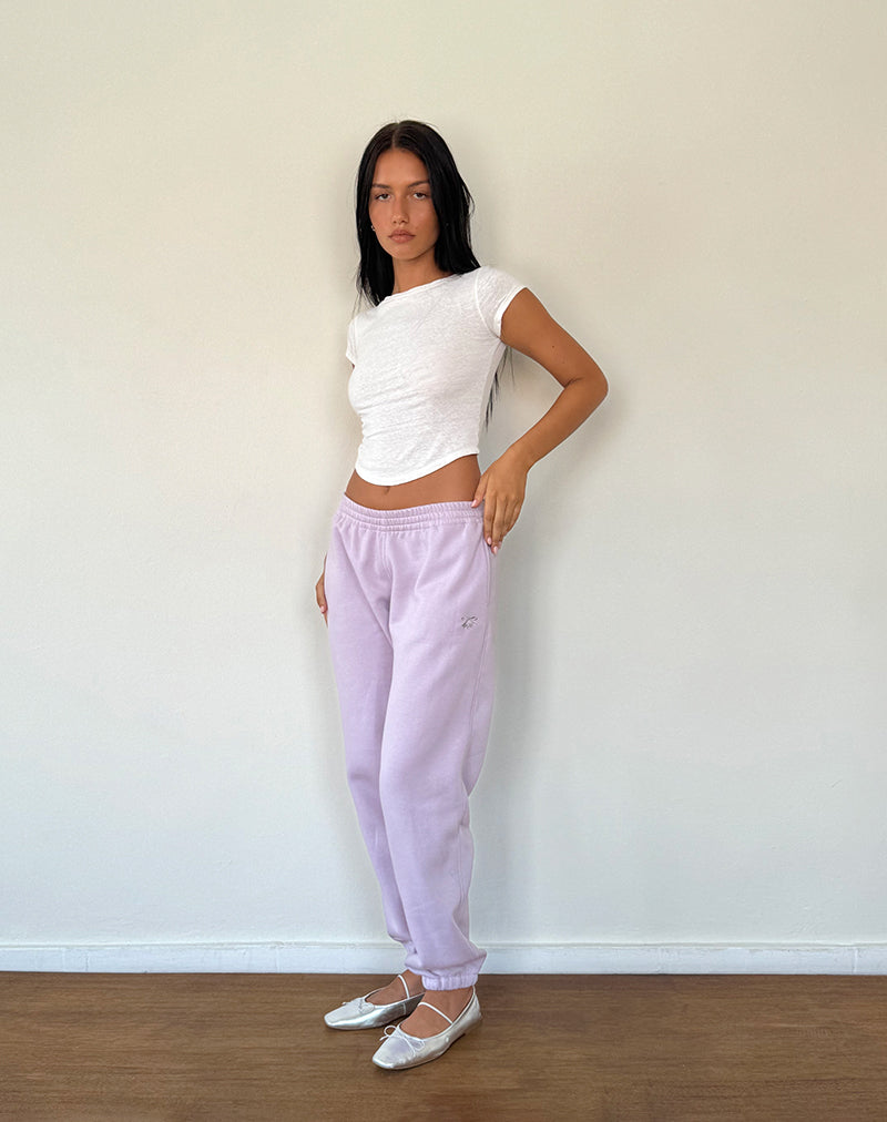 Image de Em Jogger en gris violet avec broderie de nœud